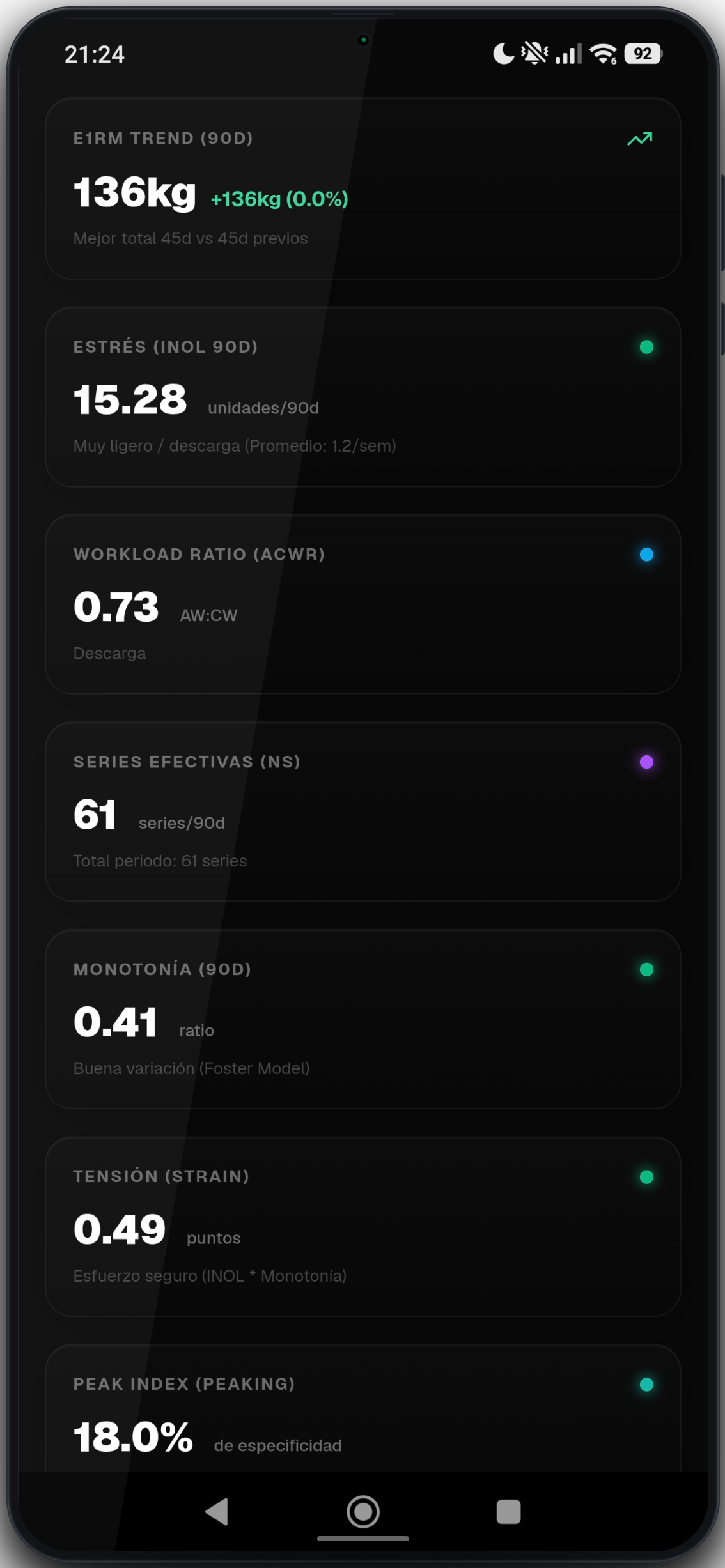 App del atleta en el celular